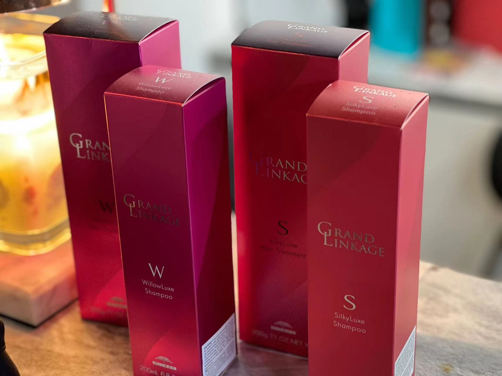 Milbon grand linkage- silk luxe/willow luxe shampoo 200ml $220 .//treatment 200g $340